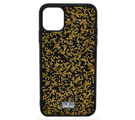 Силиконовый чехол-накладка со стразами SWAROVSKI для iPhone 12/12 Pro, Чёрно-золотой SWAROVSKI - Сервис Плюс Рус