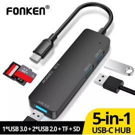 Usb-c концентратор (Устройство Для Чтения Карт Памяти+2 USB 2.0+1 USB 3.0) (Черный) - Сервис Плюс Рус
