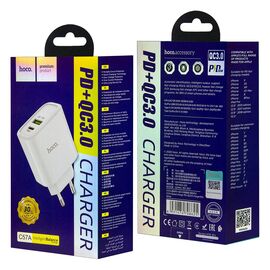 Переходник C57A СЗУ на USB QC3.0 + Type-C PD20W HOCO белый - Сервис Плюс Рус