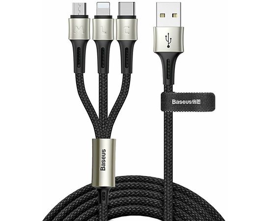 Кабель micro USB+Lightning+USB Type-C 1.2м Baseus Caring Touch Selection 1-in-3 (CAMLT-GH01) - черный Baseus - Сервис Плюс Рус