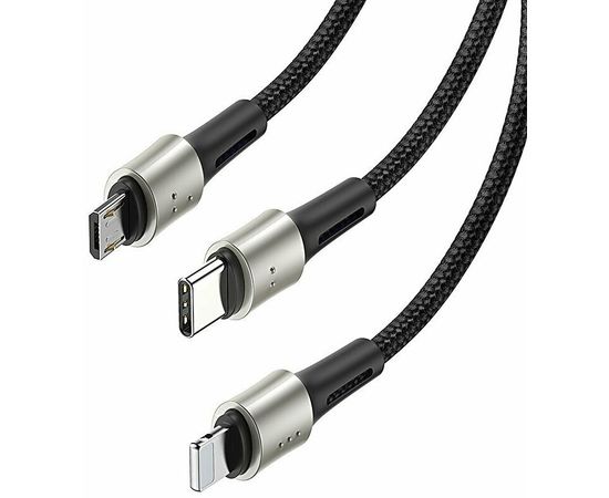Кабель micro USB+Lightning+USB Type-C 1.2м Baseus Caring Touch Selection 1-in-3 (CAMLT-GH01) - черный Baseus - Сервис Плюс Рус