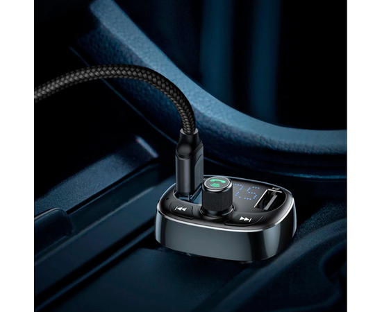 Автомобильное ЗУ 2xUSB Baseus T typed Bluetooth MP3 CCALL-TM01 с FM-трансмиттером Черное Baseus - Сервис Плюс Рус