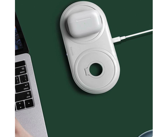 Беспроводное зарядное устройство Baseus Planet 2 in 1 Cabel Winder + Wireless Charger WXPL-B02 White Baseus - Сервис Плюс Рус