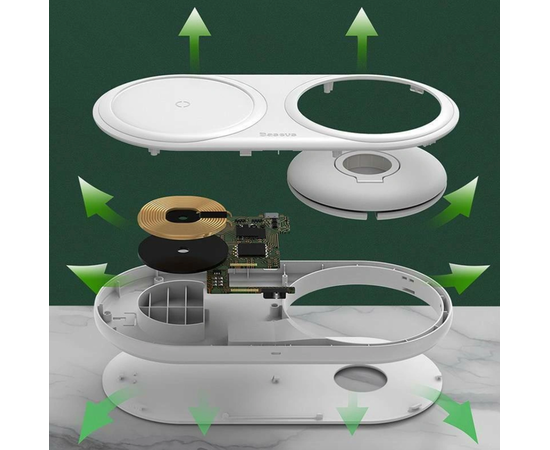Беспроводное зарядное устройство Baseus Planet 2 in 1 Cabel Winder + Wireless Charger WXPL-B02 White Baseus - Сервис Плюс Рус