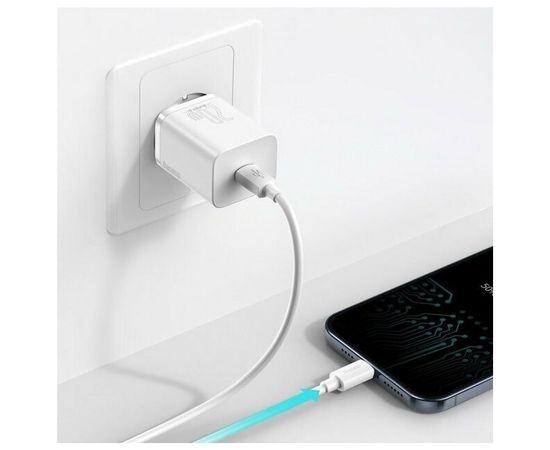 Зарядный блок питания для телефона 20W быстрая зарядка PD 3.0+QC 3.0 USB Type-C Baseus Super Si Quick Charger 1C белый CCSUP-B02 для Apple iPhone, Samsung, Xiaomi, Huawei, Honor Baseus - Сервис Плюс Рус