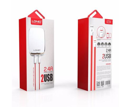 СЗУ Micro USB на 2 USB 2.4A A2204 LDNIO - Сервис Плюс Рус