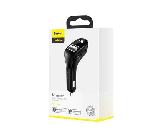 Автомобильное зарядное устройство Baseus Streamer F40 AUX Wireless MP3 Car Charger CCF40-01 Black - Сервис Плюс Рус