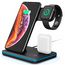 Беспроводное зарядное устройство для телефонов Apple iPhone, Samsung, Huawei, смарт часов Apple Watch / Беспроводная зарядка для наушников AirPods и AirPods Pro / Док-станция 3 в 1 с Быстрой зарядкой 15W и подсветкой по периметру - Сервис Плюс Рус
